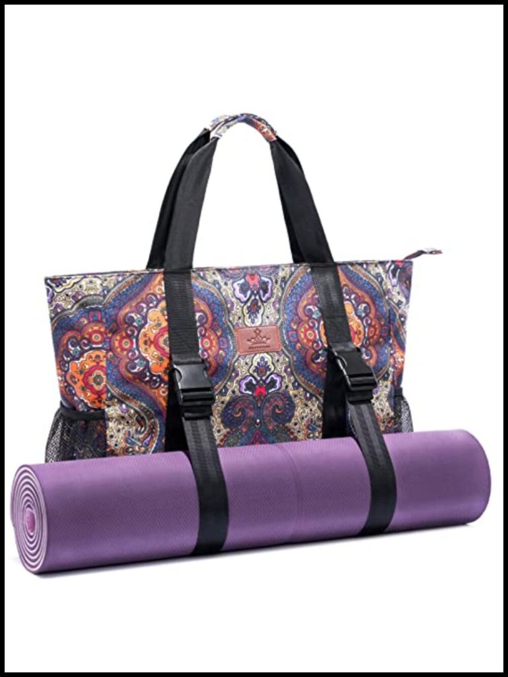 Cotton Canvas Yoga Mat Carrier Gym Tote Bag Large Pocket Workout Bag
